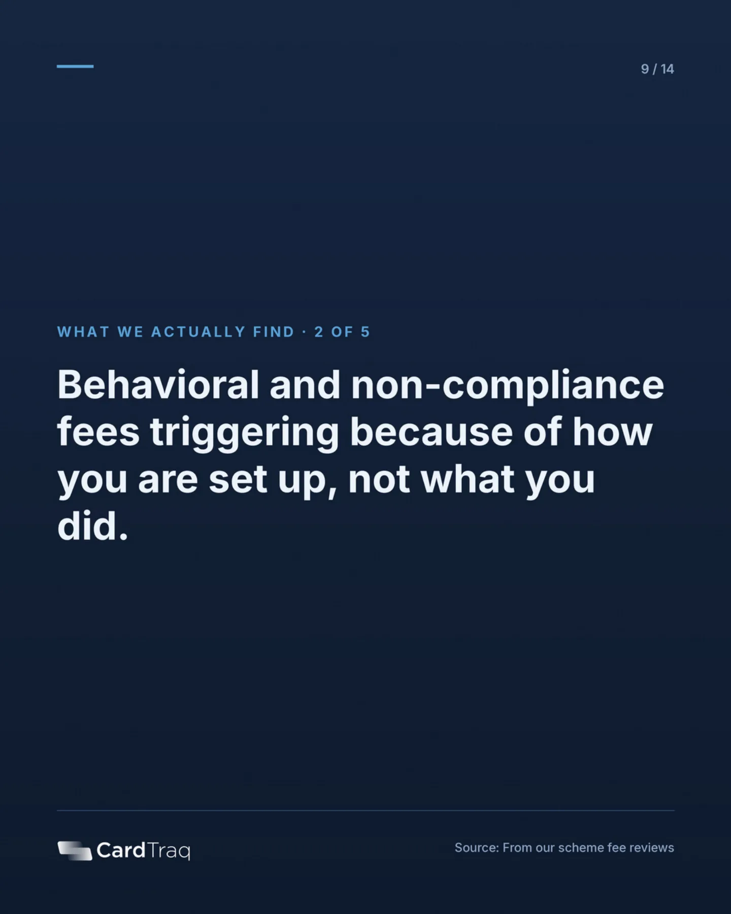 What we actually find, 2 of 5: behavioral and non-compliance fees triggering because of how you are set up, not what you did.