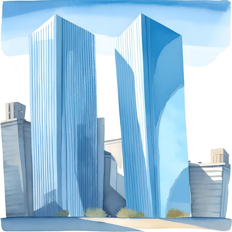 Modern skyscrapers in a cityscape, representing the scale of acquirer interchange portfolios.
